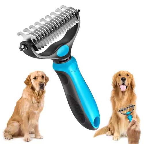 2-in-1 Pet Grooming Rake & Dematting Comb